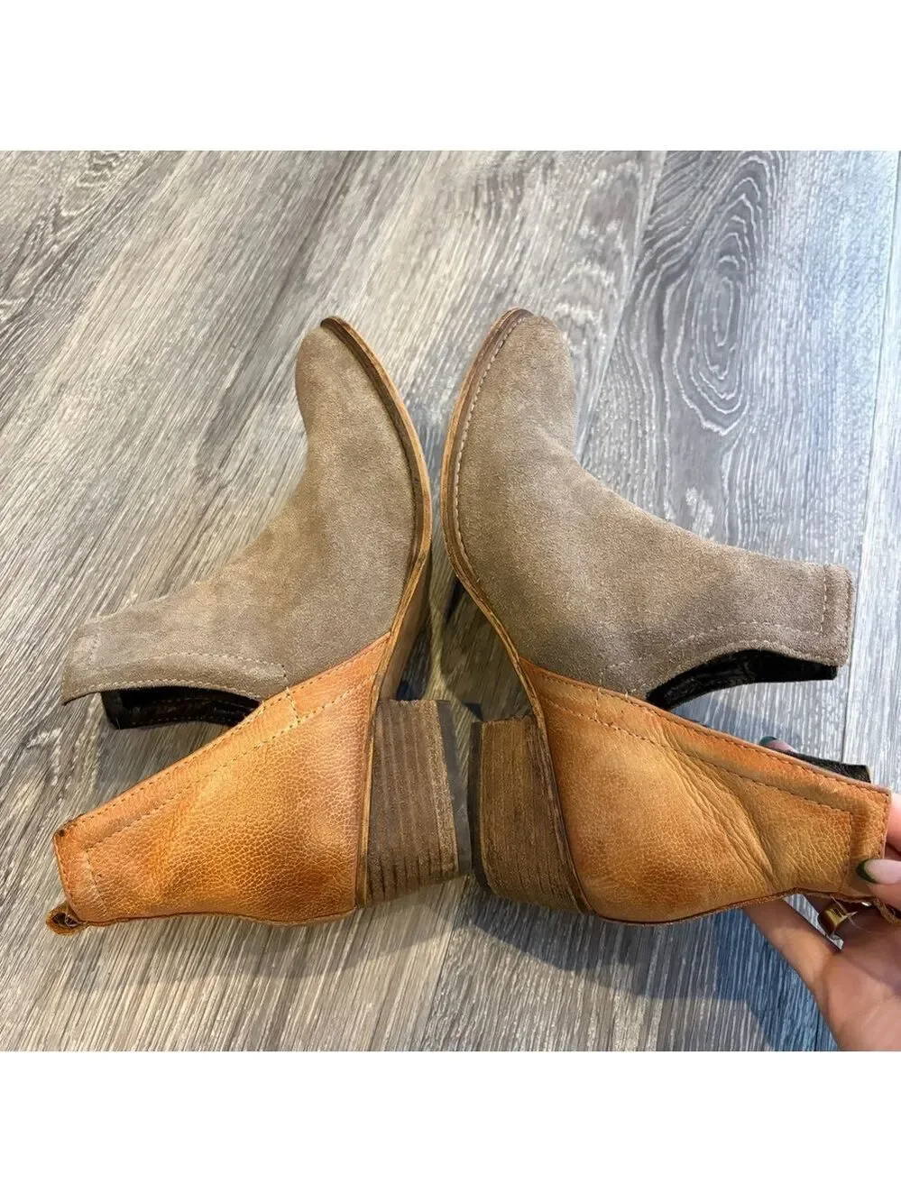 Diba Suede Ankle Booties in Taupe Size 9.5